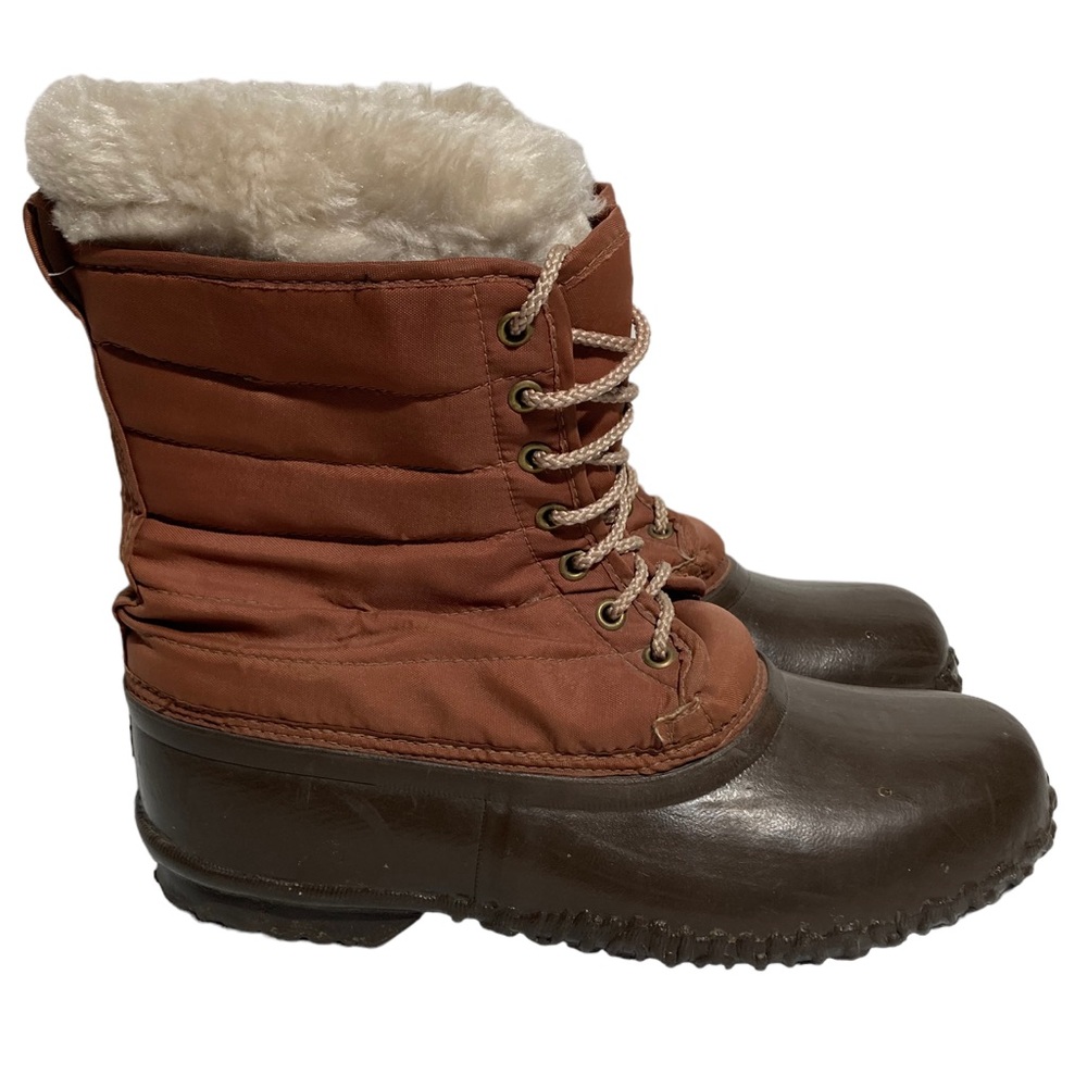 Sorel Brown Waterproof Boots wool inserts removeable size 8